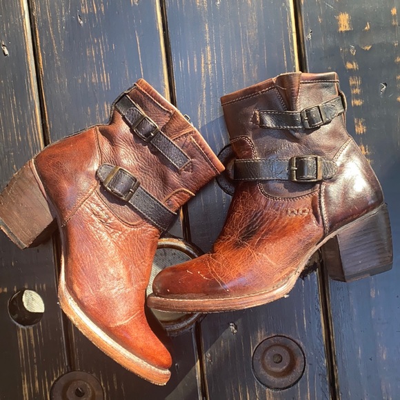 Bed Stu Shoes - Bed Stu Ankle Boots with Double Buckle detail